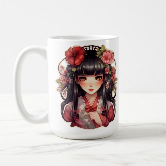 Animaliska rosa blommor kaffemugg (Vänster)