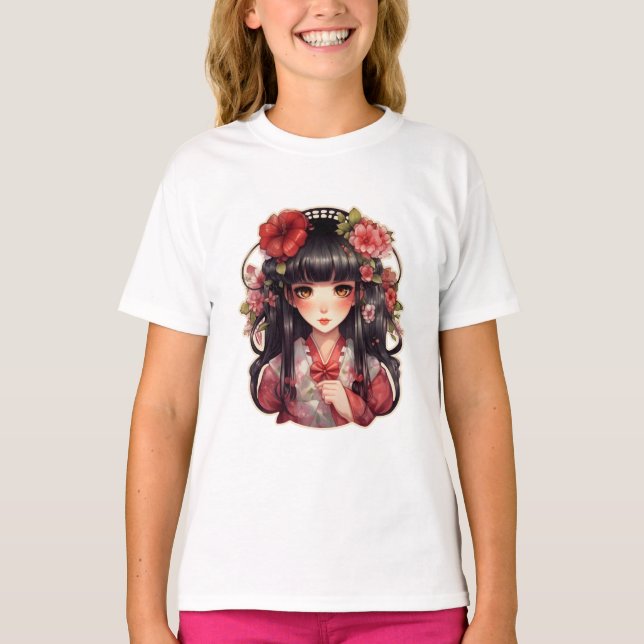 Animaliska rosa blommor t shirt (Framsida)