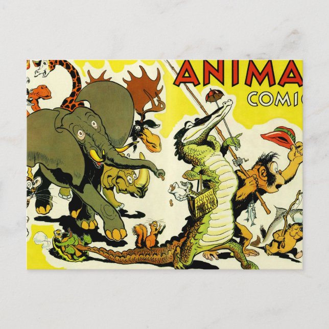 Animaliska Tecknader Vykort (Framsida)