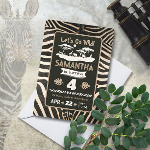 Animaliska tidskriftsinbjudan för Zebra-födelsedag Inbjudningar