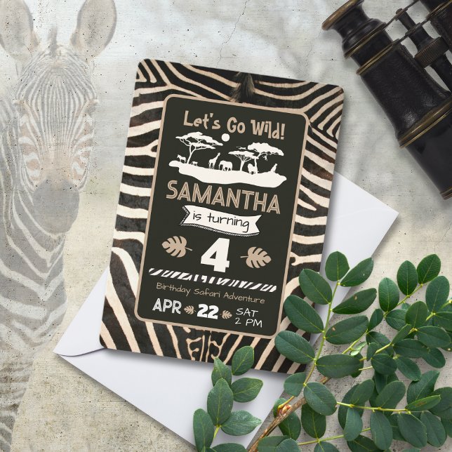 Animaliska tidskriftsinbjudan för Zebra-födelsedag Inbjudningar (Skapare uppladdad)
