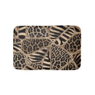 Animaliska tryckerier - Leopard och Zebra - pastel Badrumsmatta