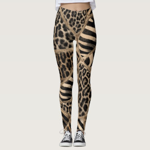 Animaliska tryckerier - Leopard och Zebra - pastel Leggings