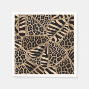 Animaliska tryckerier - Leopard och Zebra - pastel Pappersservett