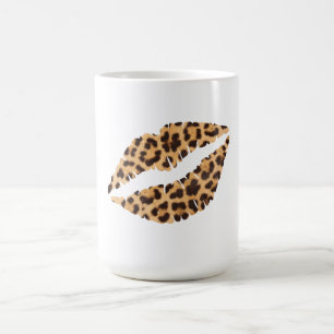Animaliska tryckeriet Läppar Mugg Leopard Cheetah