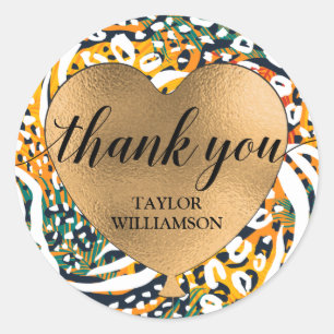 Animaliska utskrifter av tack Heart Balloon Animal Runt Klistermärke