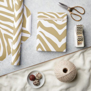 Animaliska utskrifter i guld och vitt Zebra ränder Presentpapper