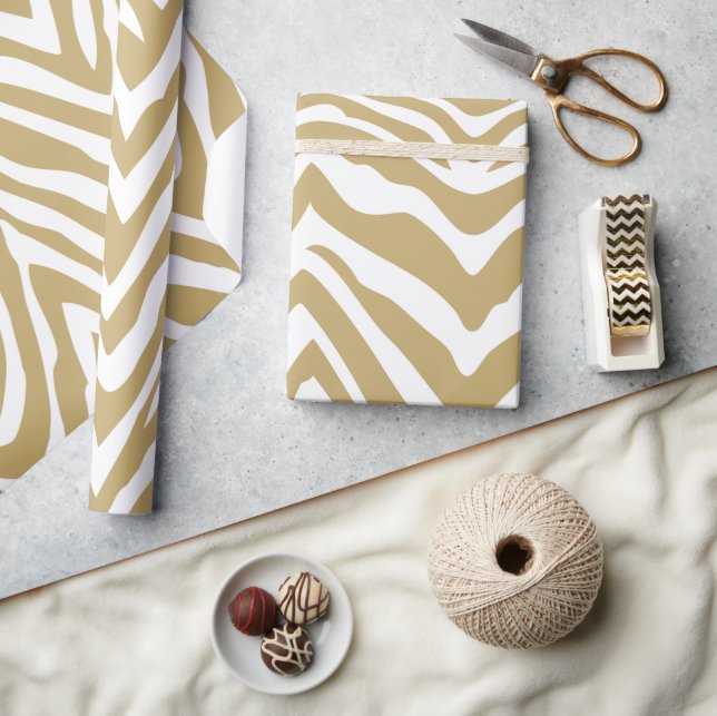 Animaliska utskrifter i guld och vitt Zebra ränder Presentpapper (Hantverk)
