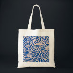 Animaliska utskrifter i Zebra tryck Blue Zebra rän Tygkasse<br><div class="desc">Zebra tryck - blue and beige Zebra ränder - vild animal print.</div>