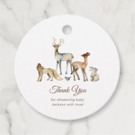 Animaliska Woodland Baby Shower-Tack Gåvor Etiketter