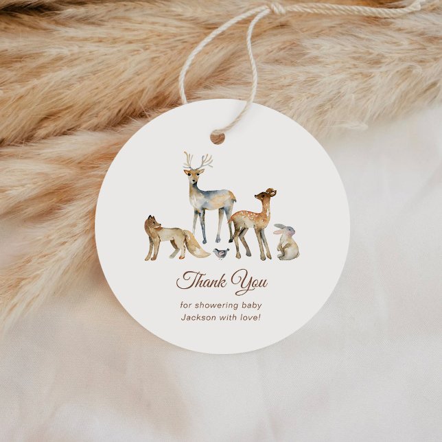 Animaliska Woodland Baby Shower-Tack Gåvor Etiketter (Skapare uppladdad)