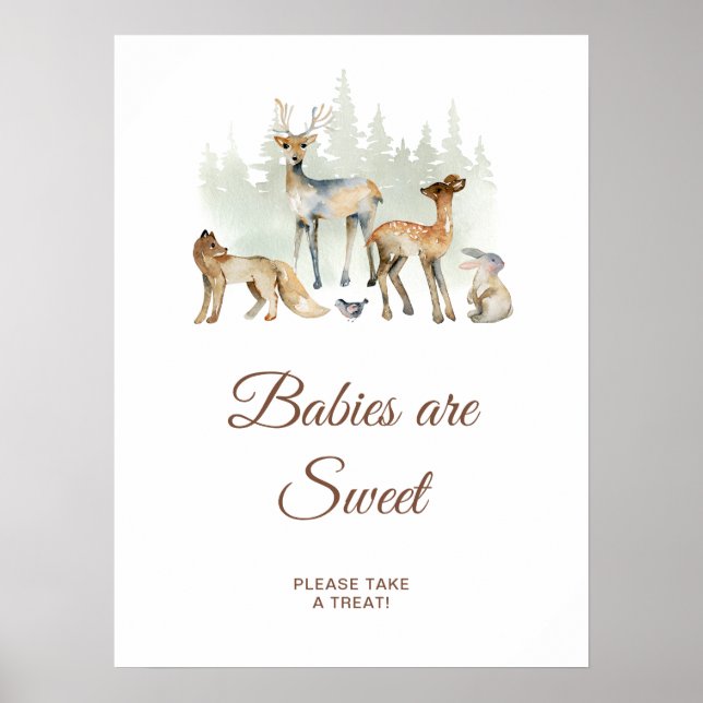 Animaliska Woodland Spädbarn är Sweet Sign Poster (Framsidan)