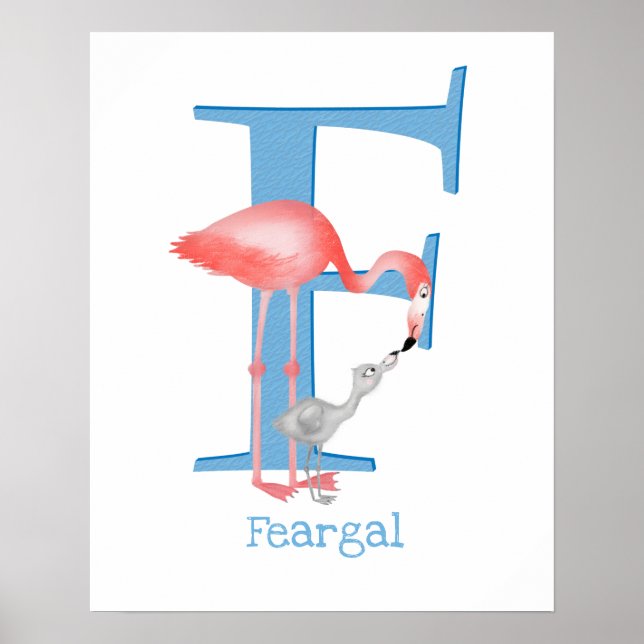 Animaliskt ABC F för flamingoavtryck Poster (Framsidan)