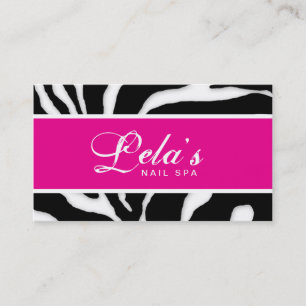 Animaliskt Affärskort Zebra Nail Salon Rosa Vinke Visitkort