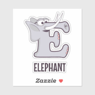 Animaliskt alfabet Brev-E (elefant) Klistermärken