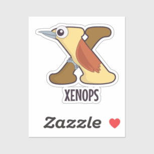Animaliskt alfabet Brev - X (Xenops) Klistermärken