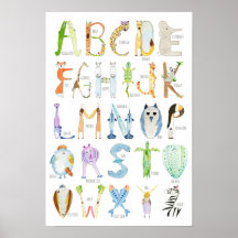 Animaliskt alfabet Poster - 13 x 19 tum