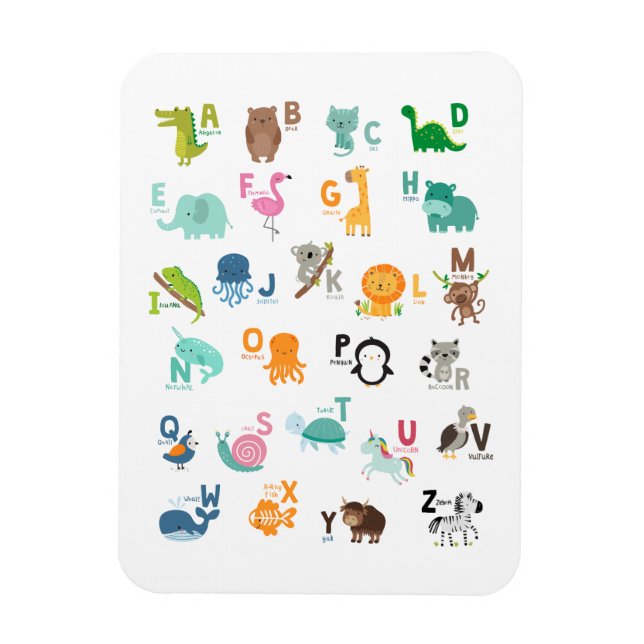 Animaliskt doodle Alphabet Magnet (Vertikal)