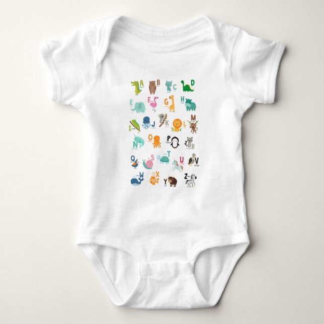 Animaliskt doodle Alphabet T Shirt (Framsida)
