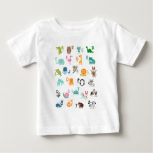 Animaliskt doodle Alphabet T Shirt
