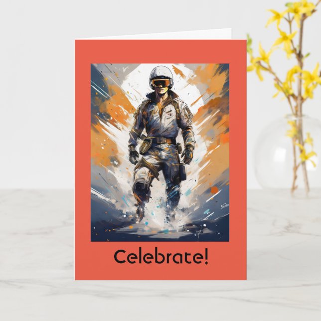 Animaliskt födelsedagskort, 5 tum x 7 tum, mappat  kort (Gul blomma)