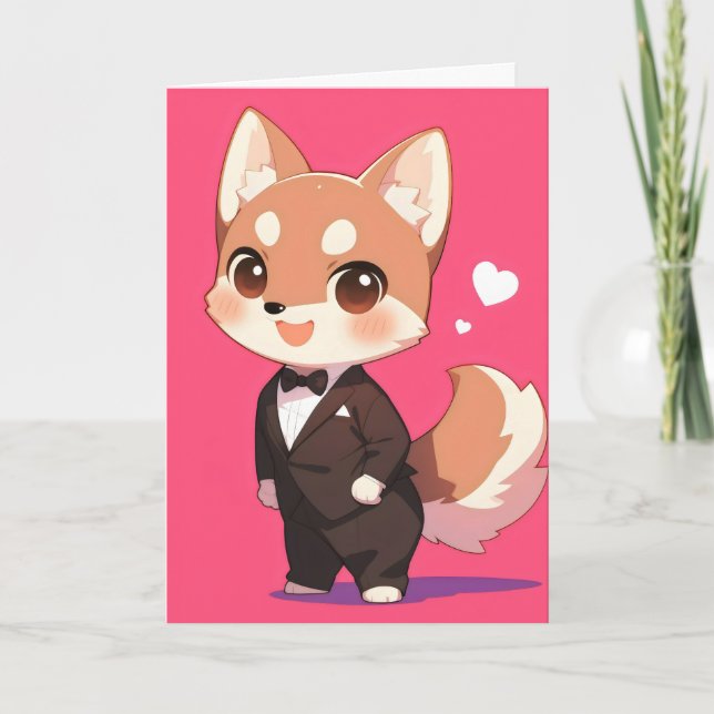 Animaliskt foder Fox Kostym Helgkort (Framsida)