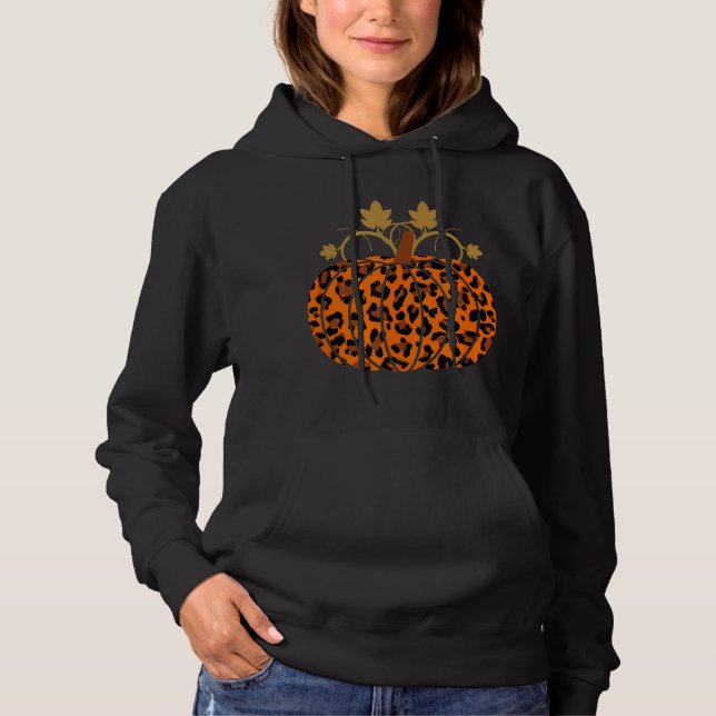 Animaliskt leopard Skriv ut Pumpkin Halloween höst T Shirt (Framsida)