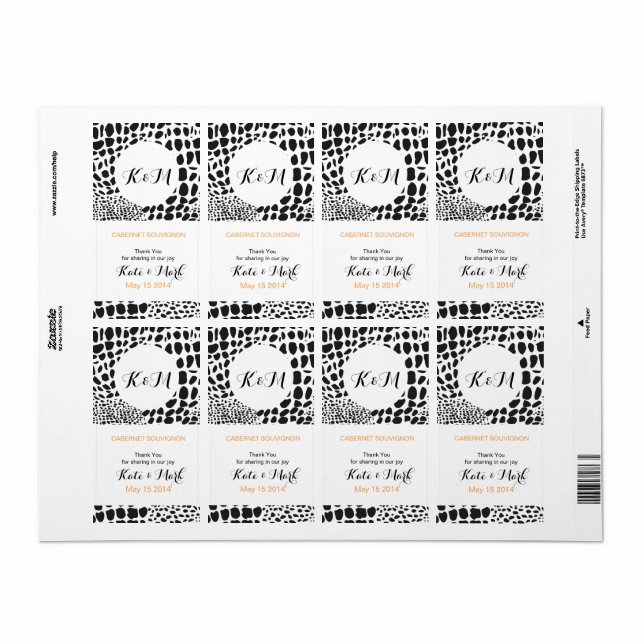 Animaliskt skinn i svart och vitt fraktsedel (Helt Ark)