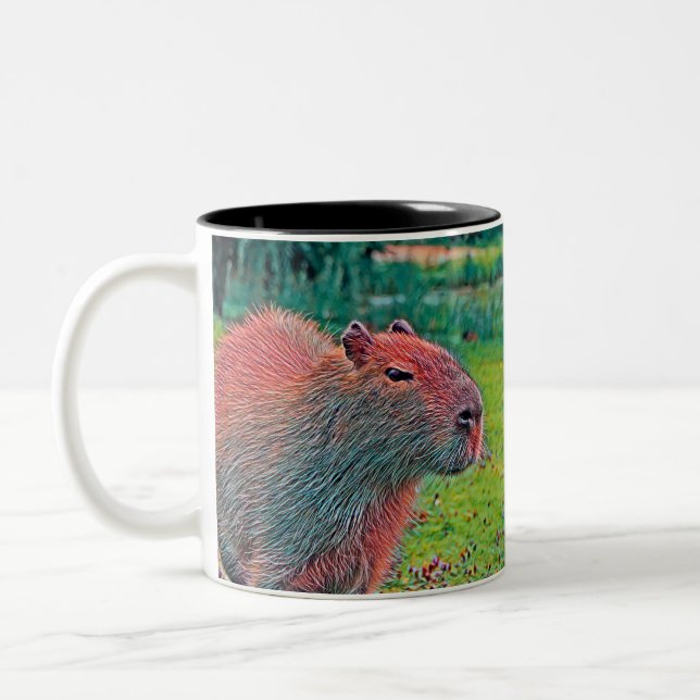 AnimalisktMix_Capybara_002 Två-Tonad Mugg (Vänster)