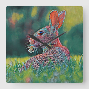 AnimalMix_Rabbit_048 Fyrkantig Klocka