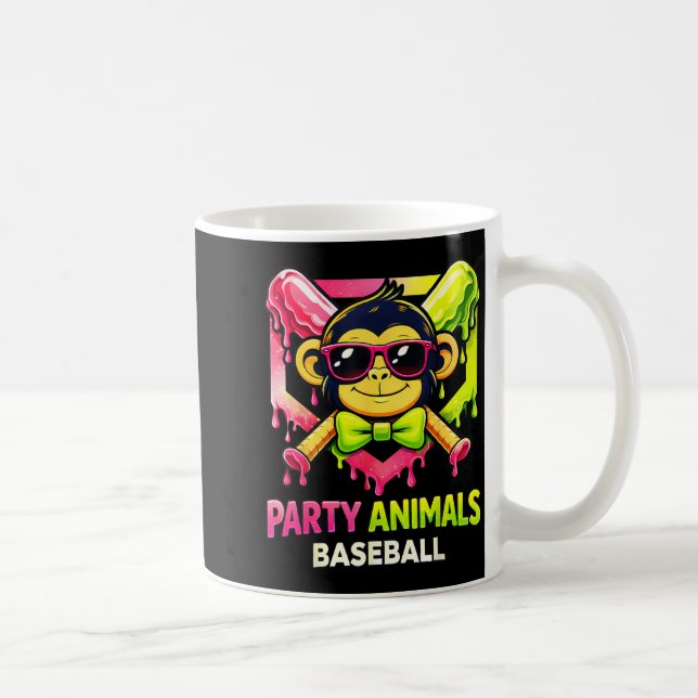 Animals Baseball Funny Monkey with Sunglasses Boy Kaffemugg (Höger)