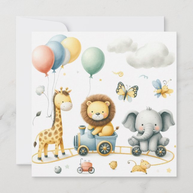 Animals birthday Personalize Custom card (Framsida)