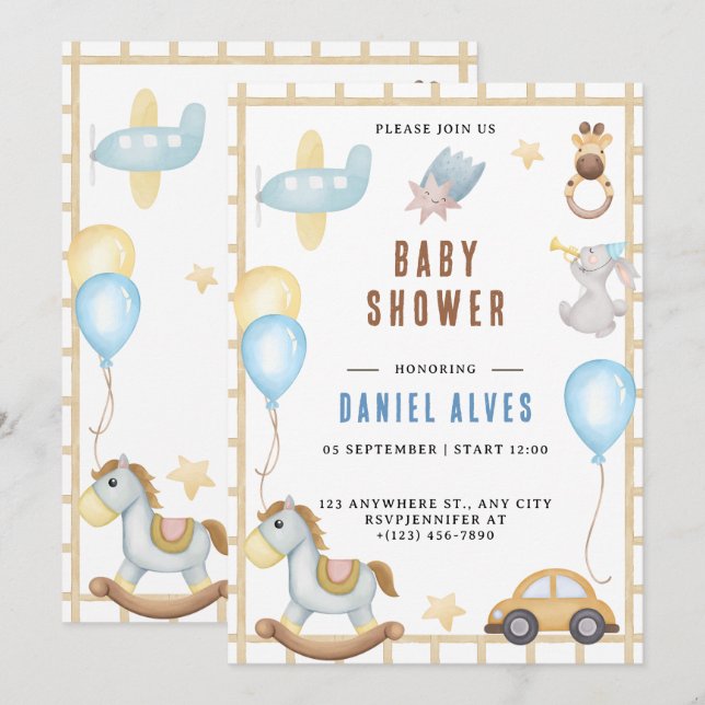 Animals Boy Shower-inbjudan Inbjudningar (Fram/baksida)