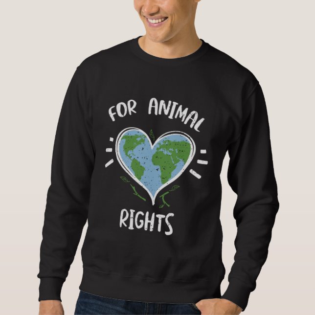 Animals for Animal Rights  Earth Day Sayings Lång Ärmad Tröja (Framsida)
