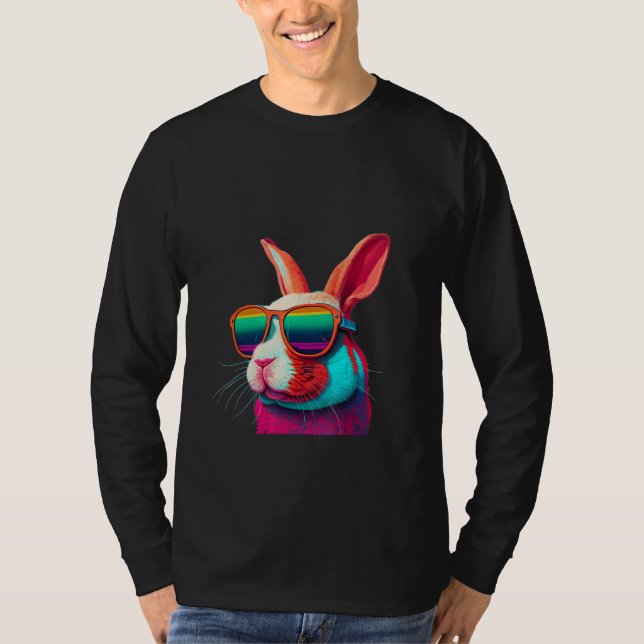 Animals Graphic  Bunny Wearing Sunglasses 3 T Shirt (Framsida)