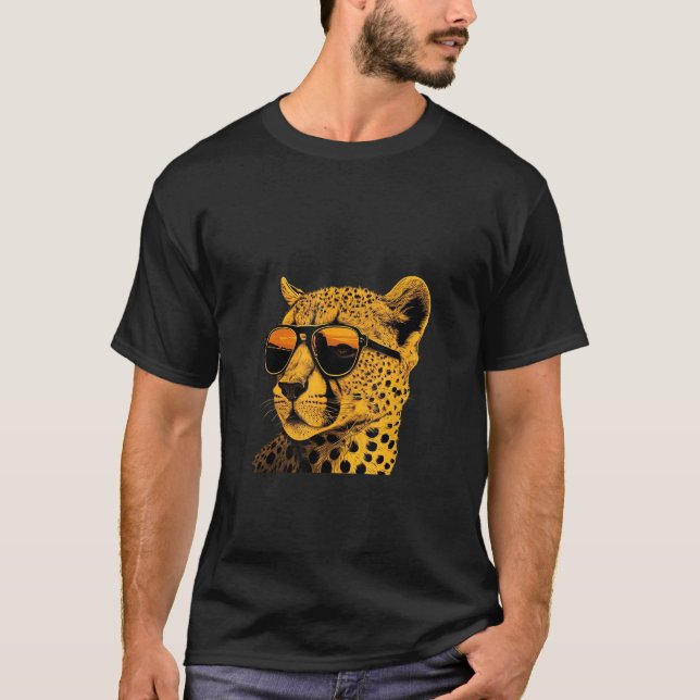 Animals Graphic  Cheetah Wearing Sunglasses 2 T Shirt (Framsida)
