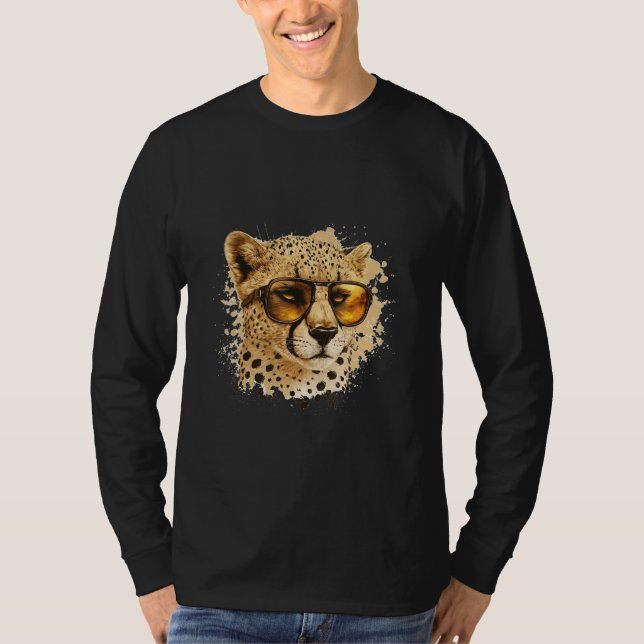 Animals Graphic  Cheetah Wearing Sunglasses 5 T Shirt (Framsida)