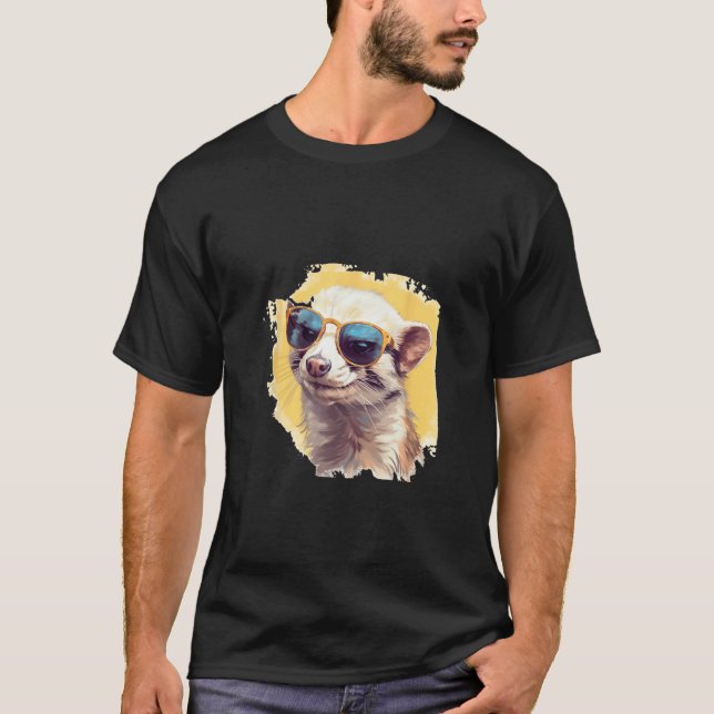 Animals Graphic  Ferret Wearing Sunglasses 2 T Shirt (Framsida)