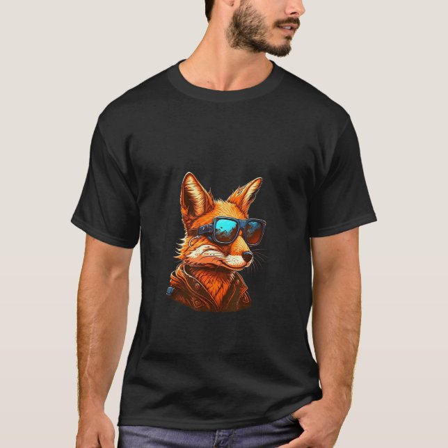 Animals Graphic  Fox Wearing Sunglasses 4 T Shirt (Framsida)