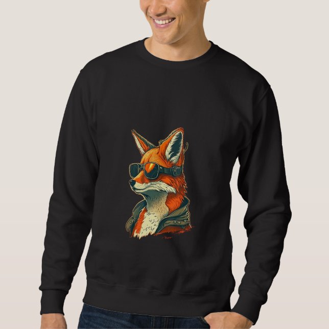 Animals Graphic  Fox Wearing Sunglasses 5 Lång Ärmad Tröja (Framsida)