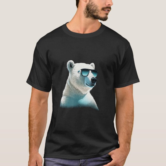 Animals Graphic  Polar Bear Wearing Sunglasses T Shirt (Framsida)