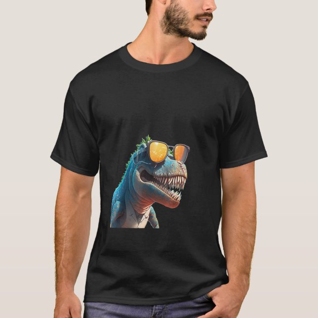 Animals Graphic  rex Dinosaur Wearing Sunglasses T Shirt (Framsida)