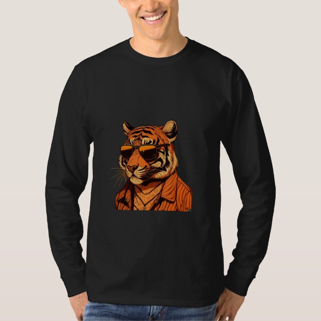Animals Graphic  Tiger Wearing Sunglasses 7 T Shirt (Framsida)