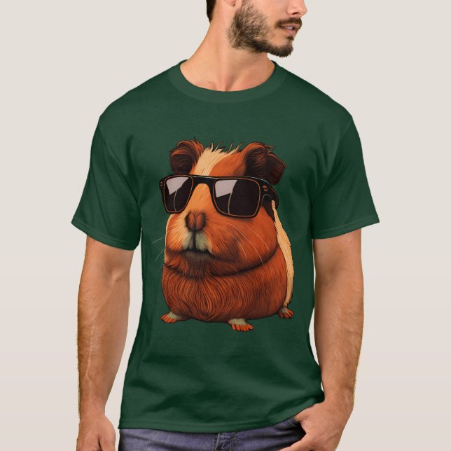 Animals Guinea Pig Wearing Sunglasses T Shirt (Framsida)