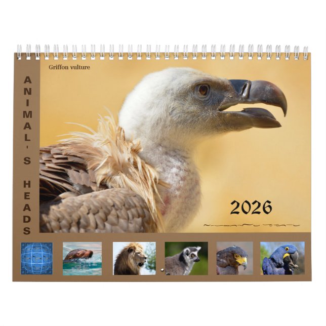 Animal's heads 12 month calendar kalender (Omslag)