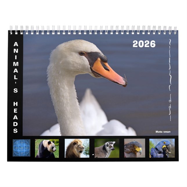 Animal's heads 12 month calendar kalender (Omslag)