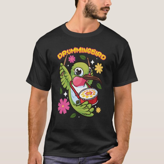 animals hummingbird drumming t shirt (Framsida)