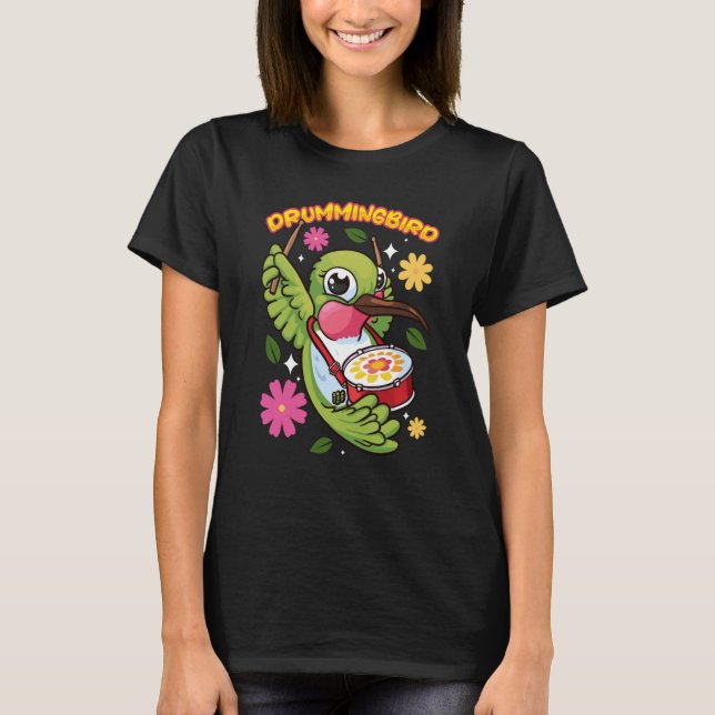 animals hummingbird drumming t shirt (Framsida)