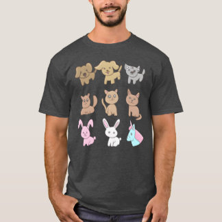 Animals Icons Cute Dogs Cats Animal Love family T Shirt