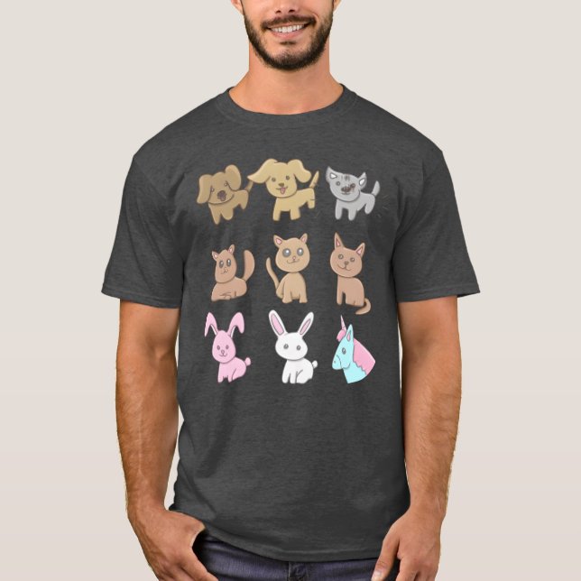 Animals Icons Cute Dogs Cats Animal Love family T Shirt (Framsida)
